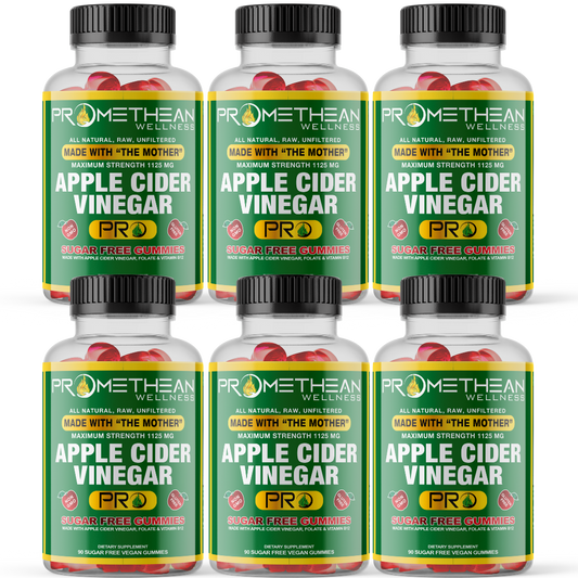 (6 Bottles - 90ct Gummies) ACV with Sugar Makes No Sense! Try The Only Zero Net Carbs Sugar Free Apple Cider Vinegar Gummies