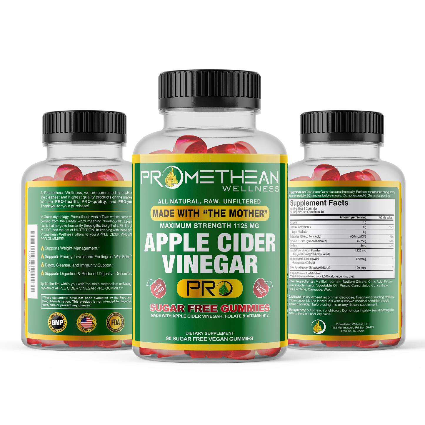 (90ct Gummies) ACV with Sugar Makes No Sense! Try The Only Zero Net Carbs Sugar Free Apple Cider Vinegar Gummies
