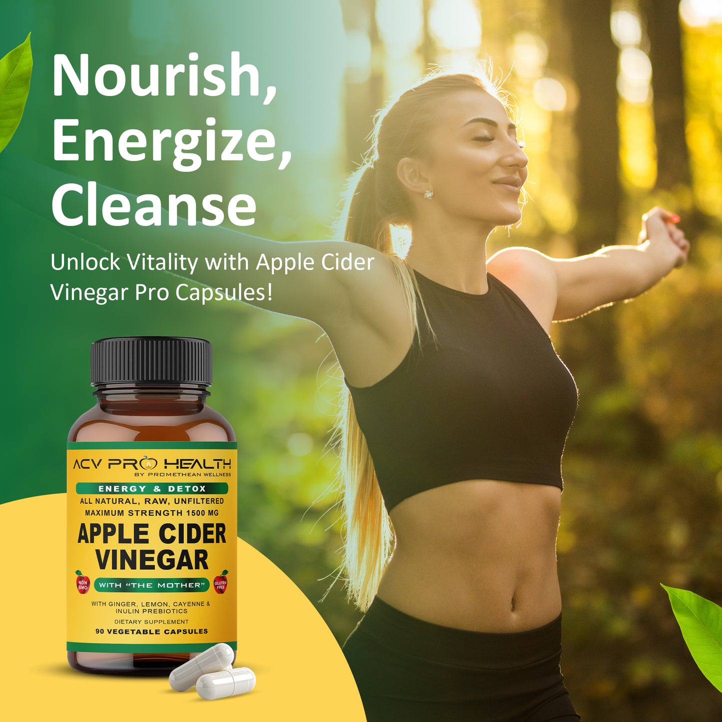 (90ct Capsules) Certified Organic Apple Cider Vinegar PRO Complex Capsules