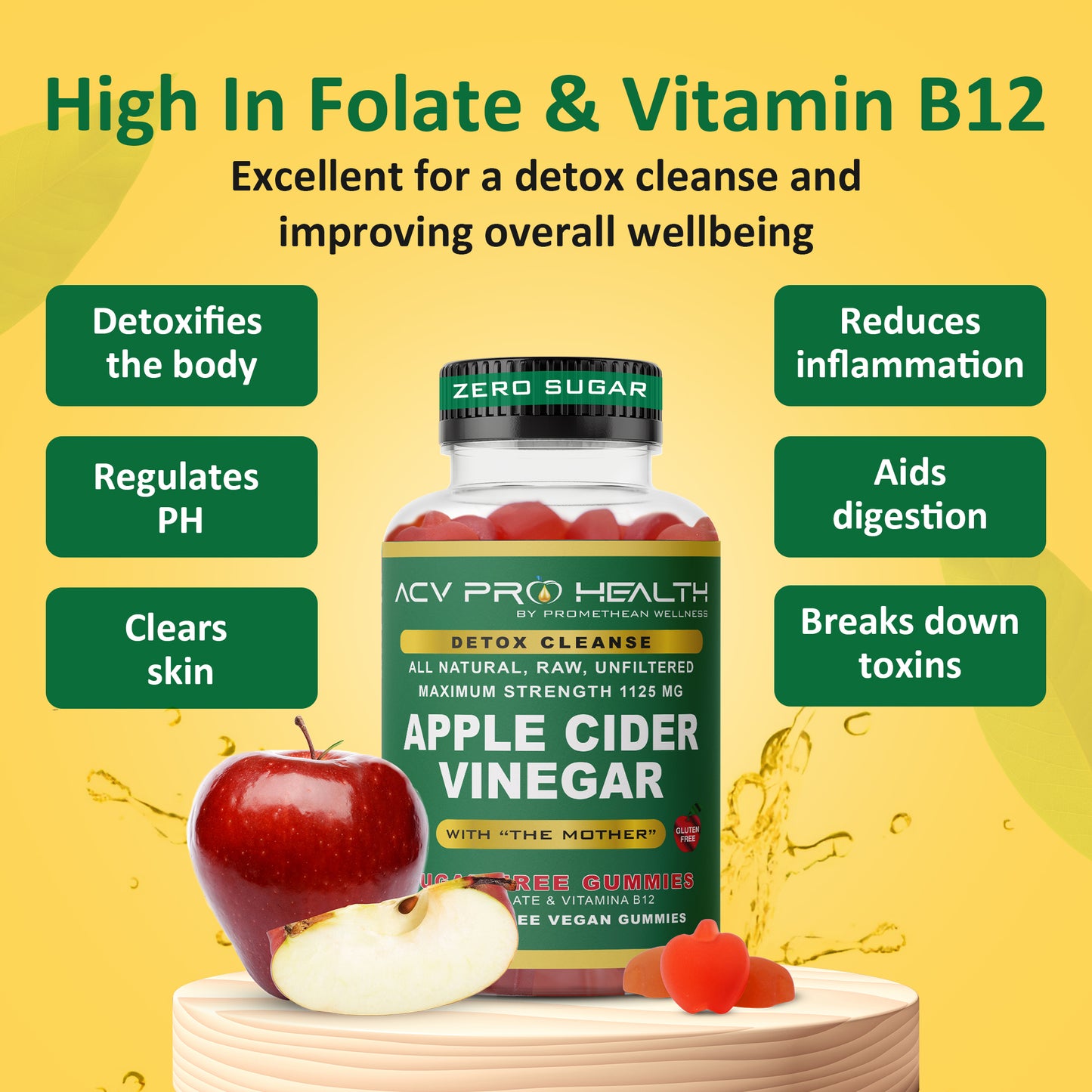 (3 Bottles - 90ct Gummies) ACV with Sugar Makes No Sense! Try The Only Zero Net Carbs Sugar Free Apple Cider Vinegar Gummies