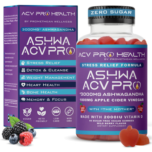 (60ct Gummies) Ashwa ACV Pro Sugar Free Gummies with Vitamin D!
