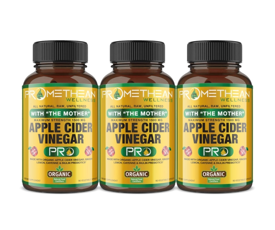 (3 Bottles - 90ct Capsules) Certified Organic Apple Cider Vinegar PRO Complex