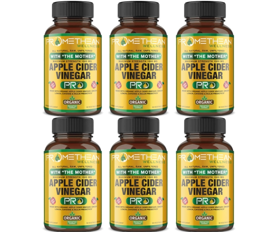 (6 Bottles - 90ct Capsules) Certified Organic Apple Cider Vinegar PRO Complex Capsules
