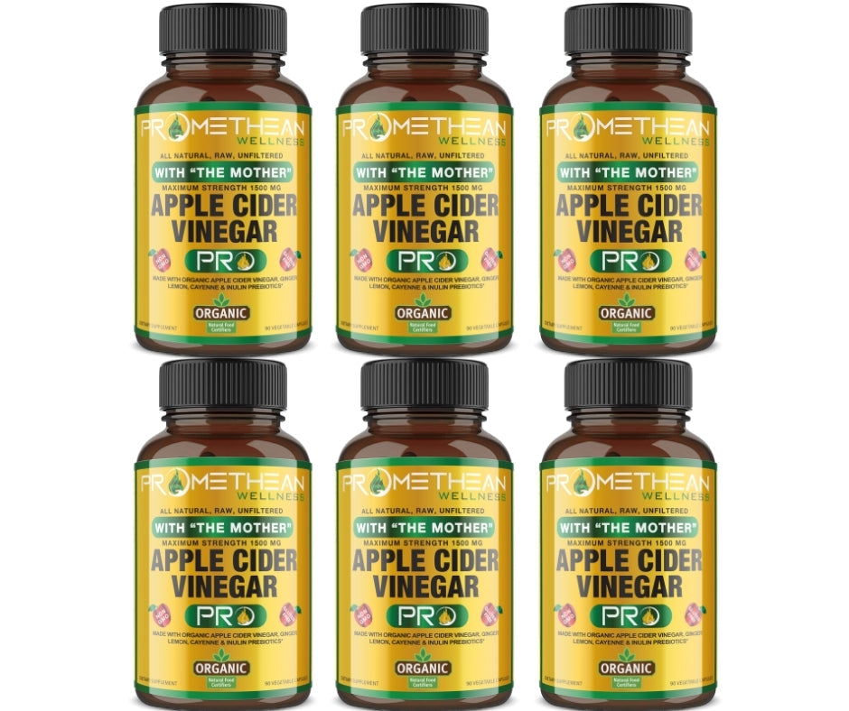 (6 Bottles - 90ct Capsules) Certified Organic Apple Cider Vinegar PRO Complex Capsules