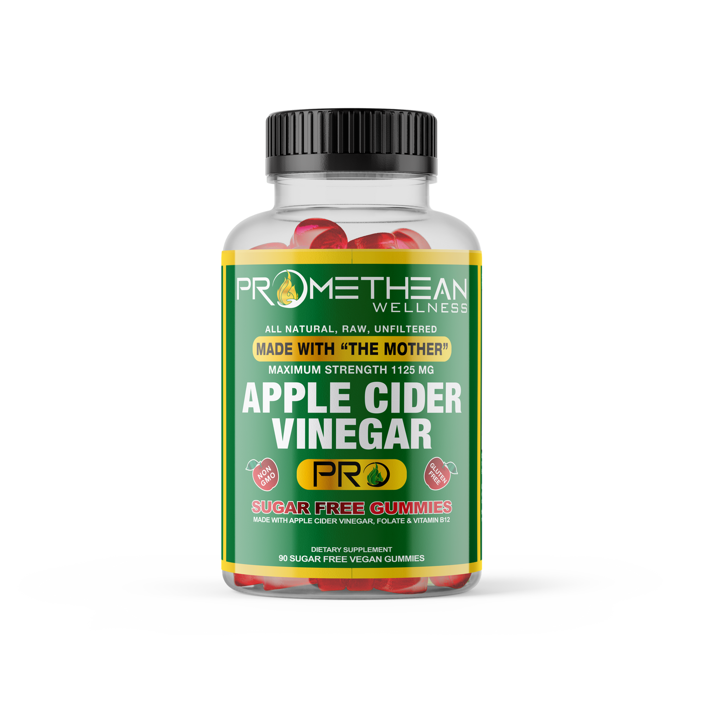 (6 Bottles - 90ct Gummies) ACV with Sugar Makes No Sense! Try The Only Zero Net Carbs Sugar Free Apple Cider Vinegar Gummies